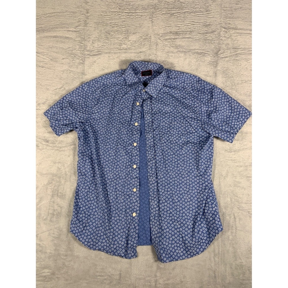 UNTUCKit Men's Button-Down M Blue Sleeve Short‎ Button Down Print